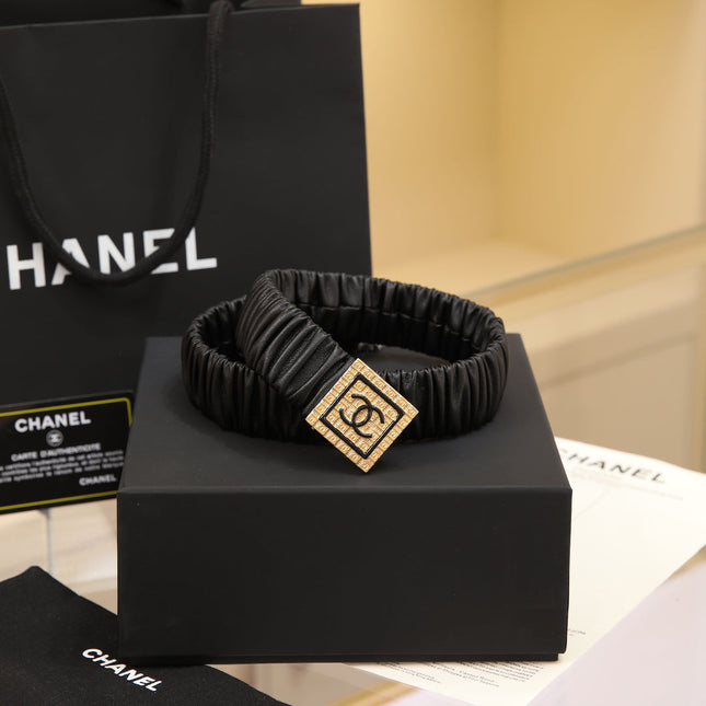 CHANEL 26S BELT 30 MM IN BLACK CALFSKIN 658425