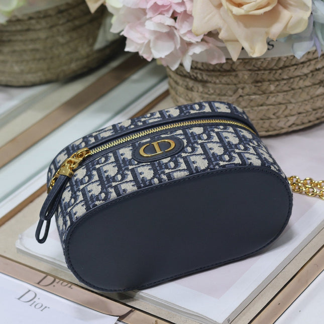 CARO 16 MINI VANITY CASE IN BLUE MONOGRAM OBLIQUE JACQUARD FABRIC