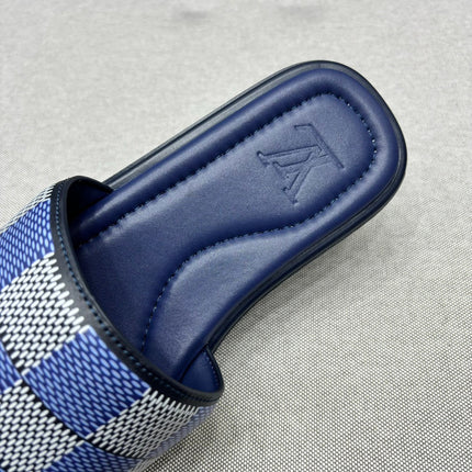 LV VENICE MULE SLIPPERS NAVY BLUE DAMIER