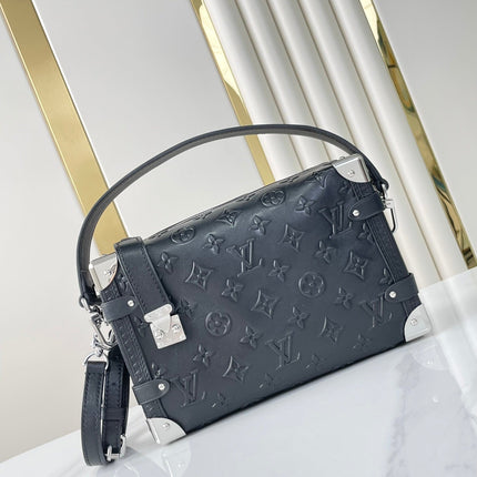 SIDE TRUNK 21 IN BLACK MONOGRAM EMBOSSED CALFSKIN SILVER HARDWARE