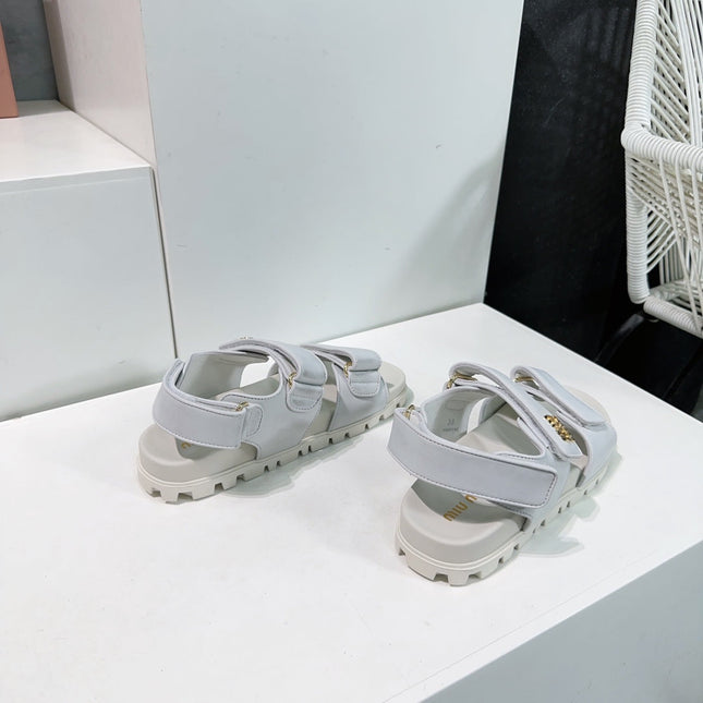 Sandals White Sheepskin With Stylized Straps
