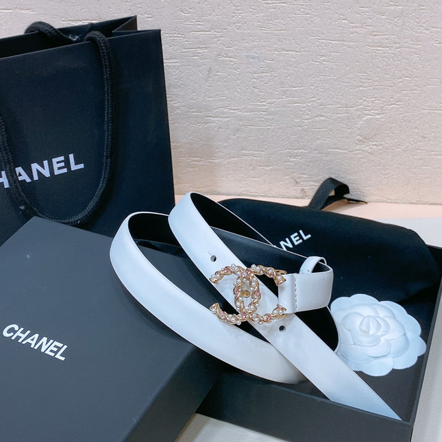 CHANEL 26S BELT 20 MM IN WHITE CALFSKIN 655208