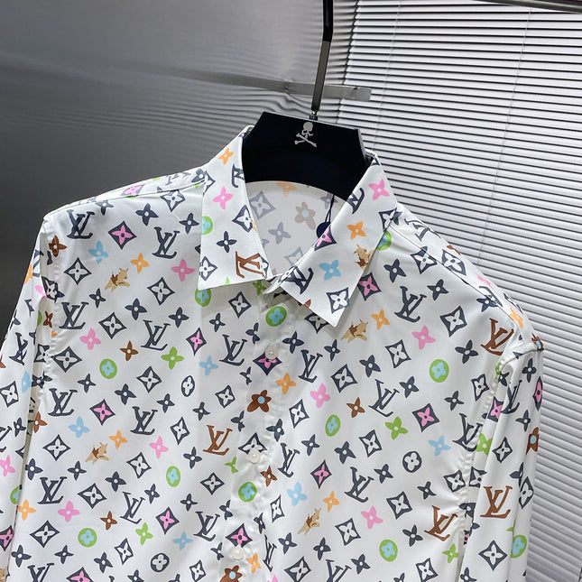 LV LONG-SLEEVED SHIRT IN WHITE MONOGRAM COTTON 238801