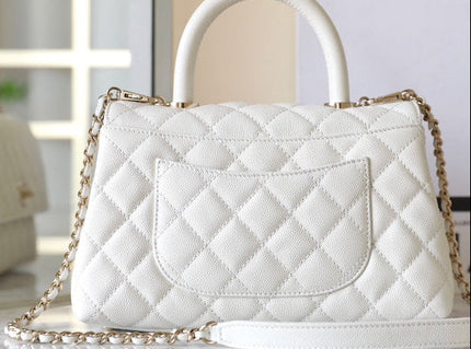 25S FLAP BAG 24 CM IN WHITE LAMBSKIN WITH GOLD HARDWARE