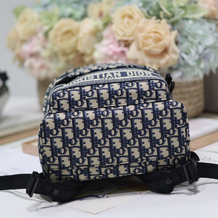DIOR 26S TRAVEK BACKPACK 23 IN BLUE OBLIQUE JACQUARD