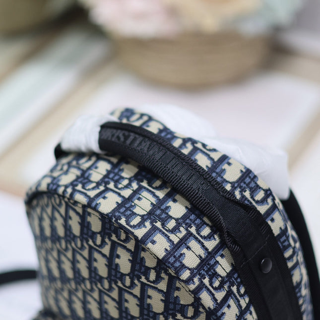 DIOR 26S TRAVEK BACKPACK 23 IN BLUE OBLIQUE JACQUARD