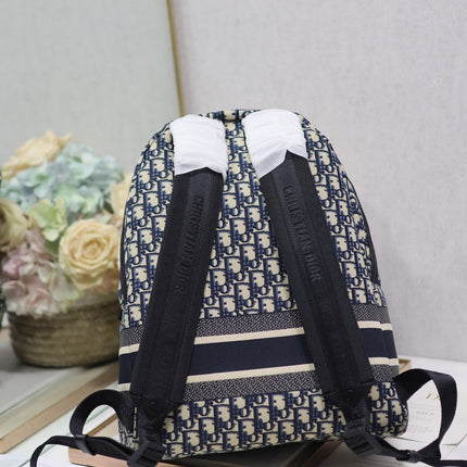 DIOR 26S TRAVEK BACKPACK 35 IN BLUE OBLIQUE JACQUARD