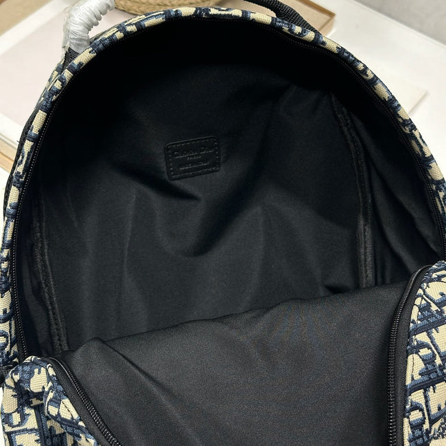 DIOR 26S TRAVEK BACKPACK 35 IN BLUE OBLIQUE JACQUARD