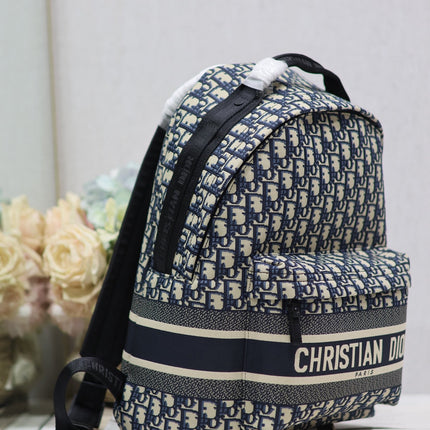 DIOR 26S TRAVEK BACKPACK 35 IN BLUE OBLIQUE JACQUARD