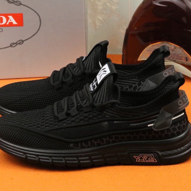 PRA SNEAKER IN BLACK BREATHABLE FLYKNIT STRETCH FABRIC