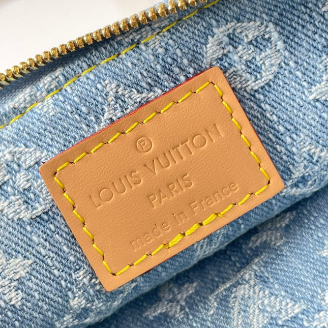 LIV POCHETTE 24 IN BLUE MONOGRAM DENIM GOLD HARDWARE