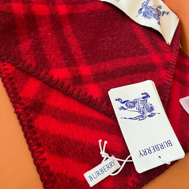 CHECK WOOL 182 CM SCARF GARNET RED 405045