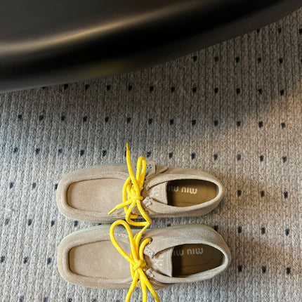 MIUMIU 26S CHUKKA BOOTS IN LIGHT BROWN SUEDE
