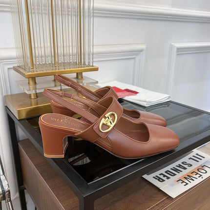 VLTN HIGH SANDAL 60MM IN BROWN CALFSKIN