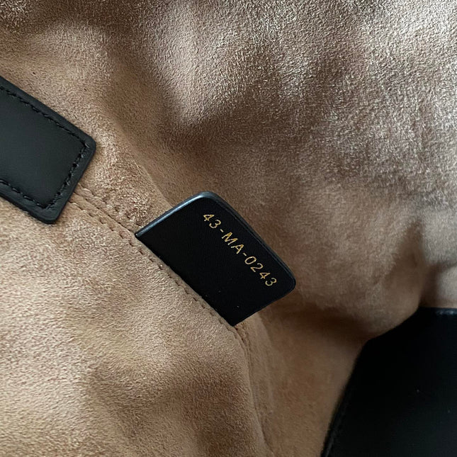 MEDIUM TOUJOURS BAG 28 IN BEIGE CANNAGE CALFSKIN BLACK STRAP