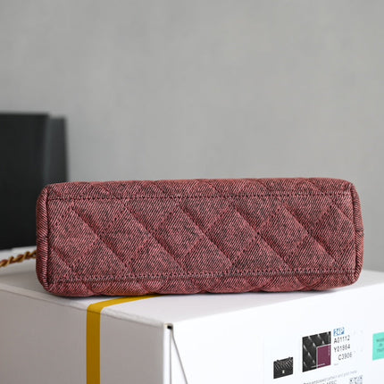 CHANEL 25S KELLY 19 CM IN WINE RED TWEED WITH GOLD HARDWARE