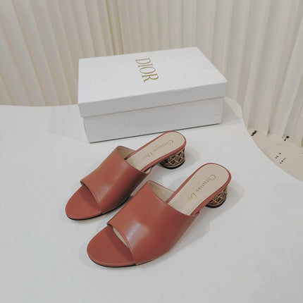 DIOR 26S WIDE-STRAP MULES 40 MM IN BURNT ORANGE SMOOTH CALFSKIN