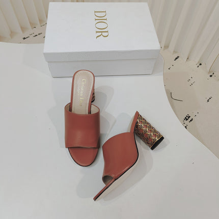 DIOR 26S WIDE-STRAP MULES 80 MM IN BURNT ORANGE SMOOTH CALFSKIN