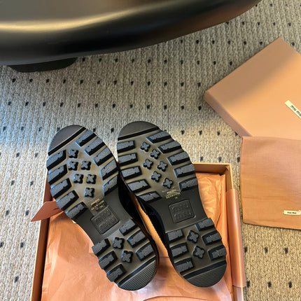 MIUMIU 26S PENNY LOAFERS IN BLACK SHINY CALFSKIN