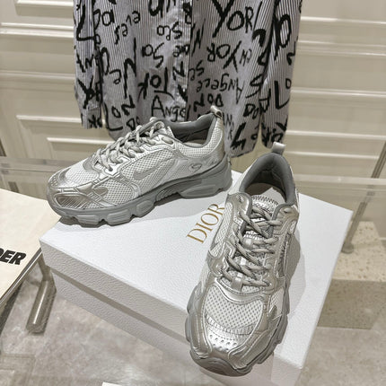 DIOR 25S CHRONO SNEAKER 45MM IN MESH WITH SILVER CALFSKIN