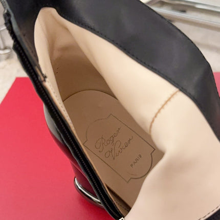 VIV' PODIUM BOOTIES IN BLACK LAMBSKIN