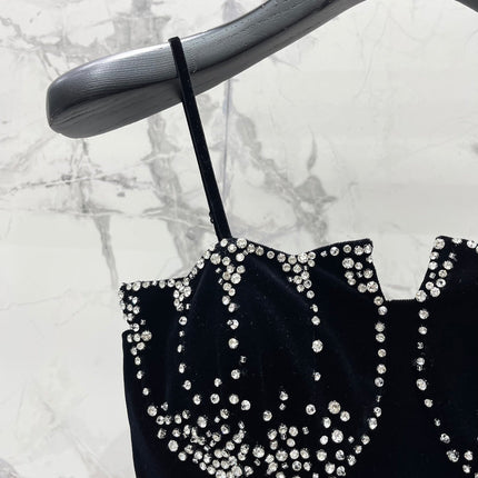 YSL 25S VELVET RHINESTONE DRESS STYLE 179