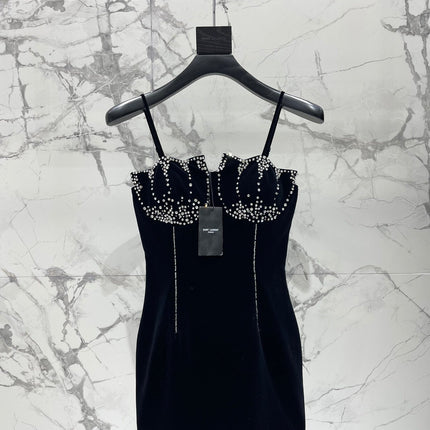 YSL 25S VELVET RHINESTONE DRESS STYLE 179
