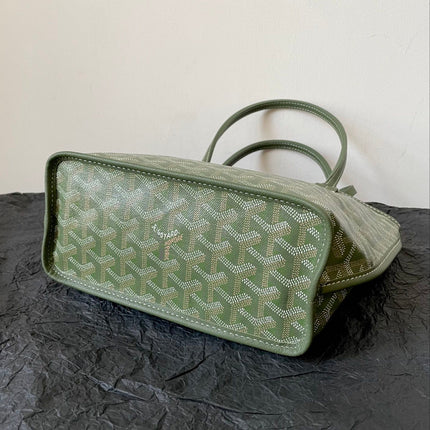 ANJOU MINI BAG 20 IN WOODLAND GREEN GOYARDINE CANVAS AND CALFSKIN