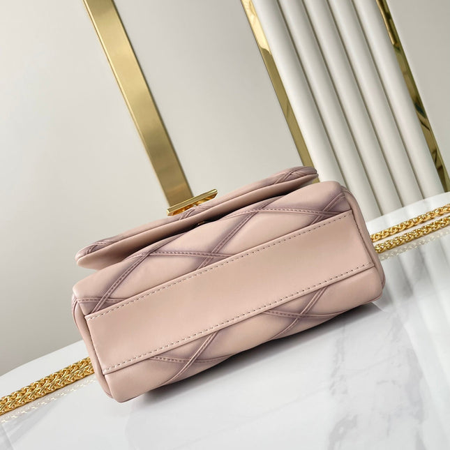 GO-14 MM 23 IN LIGHT PINK QUILTED LAMBSKIN GOLD HARDWARE