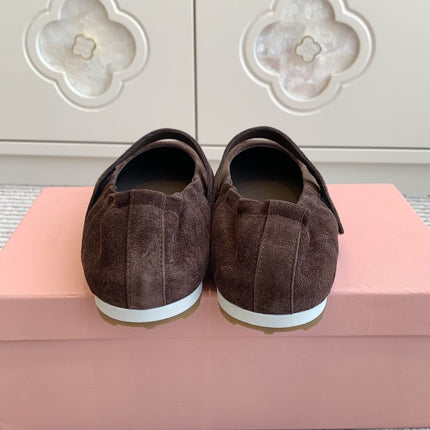 MARY JANE FLATS IN CHOCOLATE SUEDE