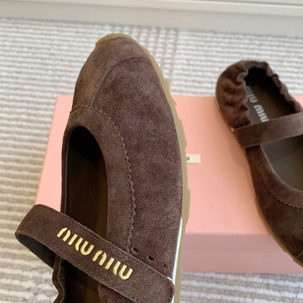 MARY JANE FLATS IN CHOCOLATE SUEDE