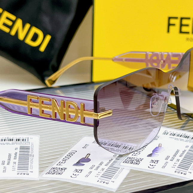 SQUARED RIMLESS VISOR SUNGLASSES FE40066U IN ACETATE AND METAL