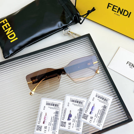 SQUARED RIMLESS VISOR SUNGLASSES FE40066U IN ACETATE AND METAL