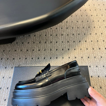 CARTER PLATFORM 75 MM LOAFER IN BLACK LAMBSKIN