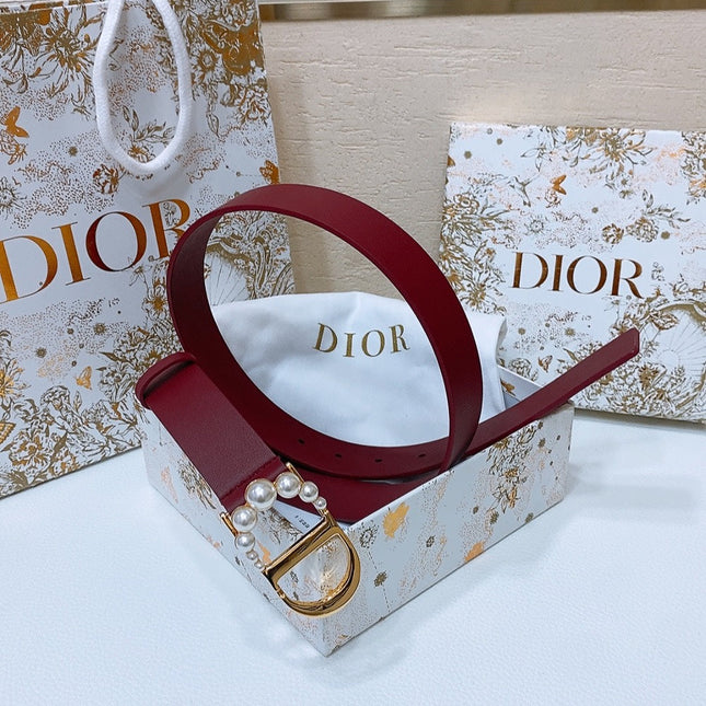 DIOR 25S BELT 30 MM IN RED CALFSKIN 586579