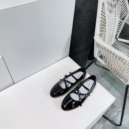 LES BALLERINES CELINE BABIES IN BLACK PATENT CALFSKIN