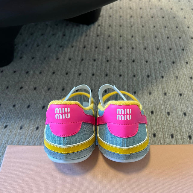 MIUMIU 26S THONG SANDALS IN MULTICOLOR SUEDE MIX TECH FABRIC