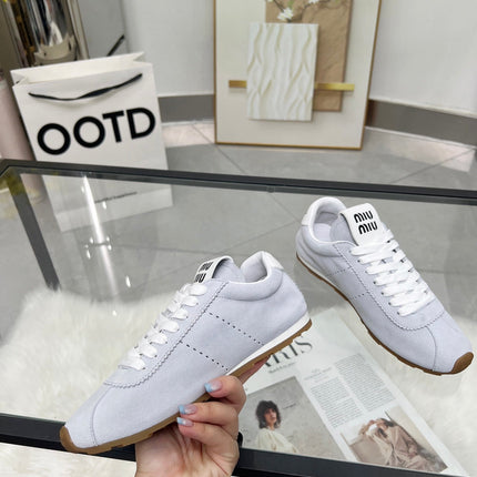 MIUMIU 26S SNEAKERS IN BLUE GRAY SUEDE