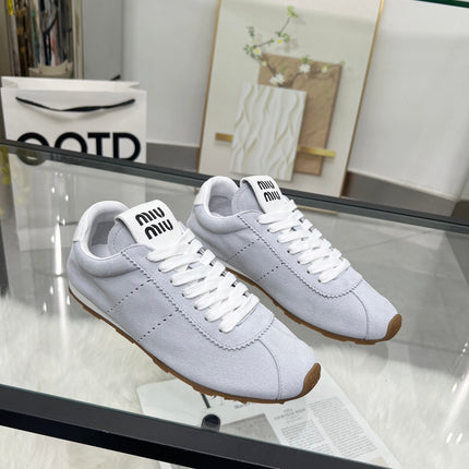 MIUMIU 26S SNEAKERS IN BLUE GRAY SUEDE