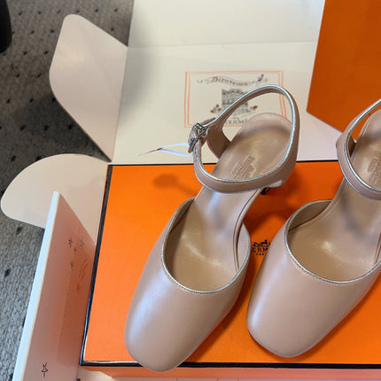 KLEO HIGH SLINGBACK IN CREPE PINK CALFSKIN