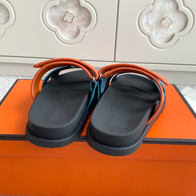 HM 26S CHYPRE SANDAL IN SLATE BLUE AND ORANGE SUEDE