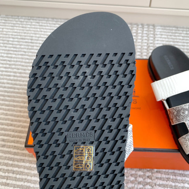 HM 26S CHYPRE SANDALS IN WHITE CALFSKIN WITH SNAKESKIN PRINT STRAP