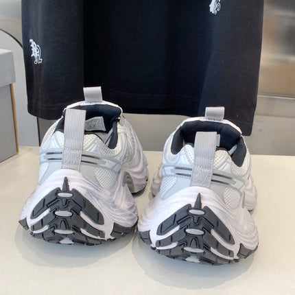 DAD SHOES IN SILVER WHITE MESH AND CALFSKIN