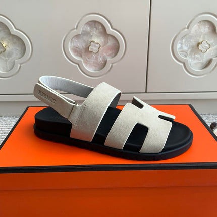HM 26S CHYPRE SANDAL WITH BACK STRAP IN CREAM WHITE SUEDE