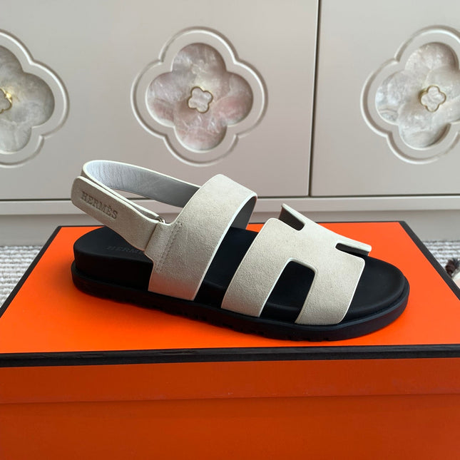 HM 26S CHYPRE SANDAL WITH BACK STRAP IN CREAM WHITE SUEDE