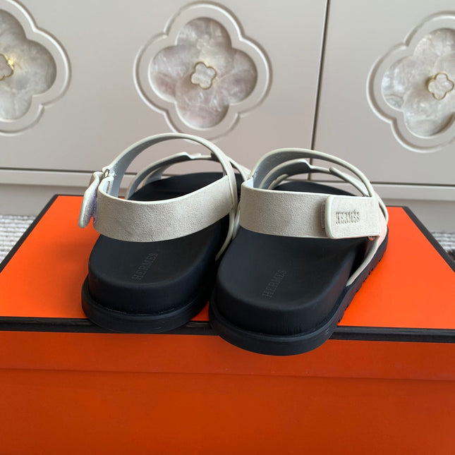HM 26S CHYPRE SANDAL WITH BACK STRAP IN CREAM WHITE SUEDE