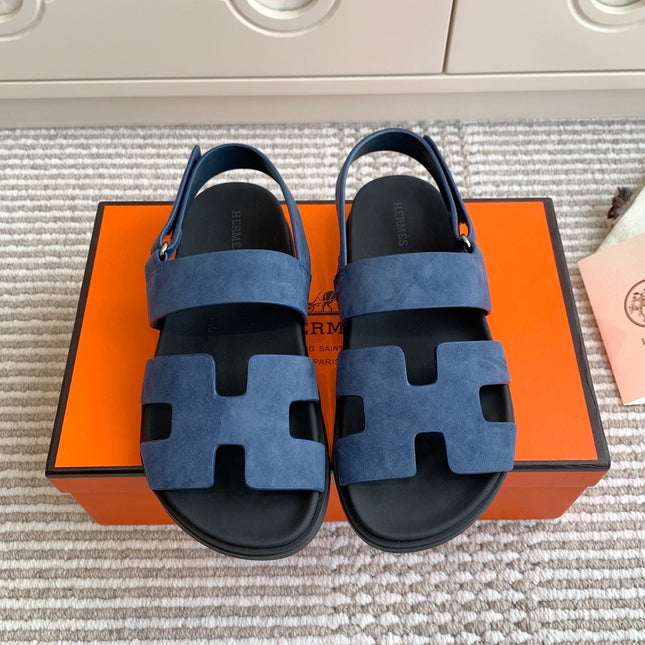 HM 26S CHYPRE SANDAL WITH BACK STRAP IN BLUE SUEDE