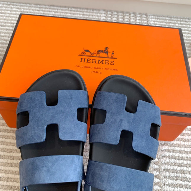 HM 26S CHYPRE SANDAL WITH BACK STRAP IN BLUE SUEDE