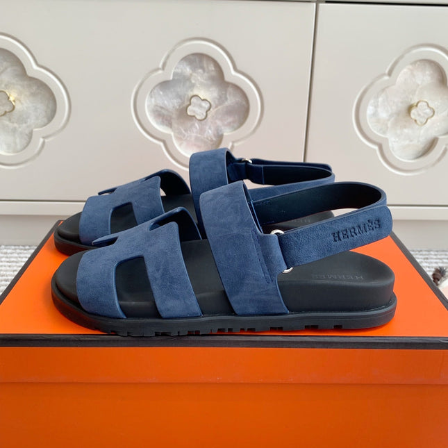 HM 26S CHYPRE SANDAL WITH BACK STRAP IN BLUE SUEDE