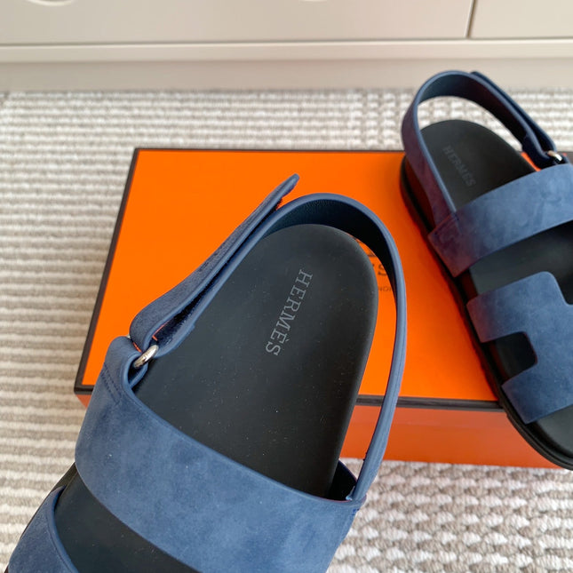 HM 26S CHYPRE SANDAL WITH BACK STRAP IN BLUE SUEDE